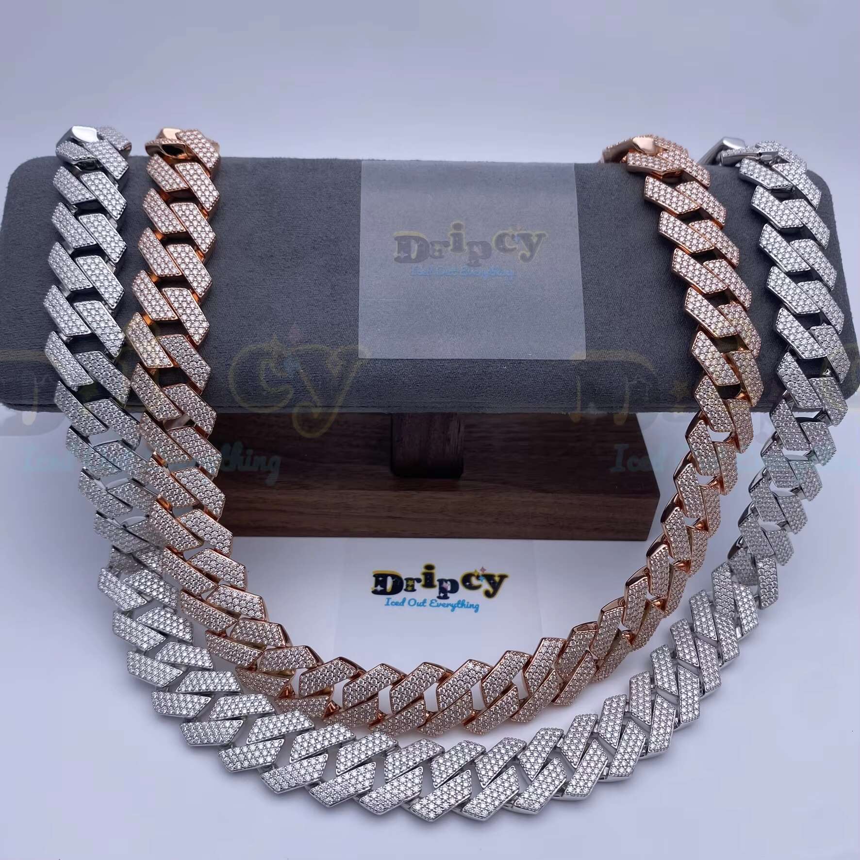 Fashion Customization Moissanite Vvs1 d Color Cuban Link Chains Real Iced Necklace Hip Hop Pass Test