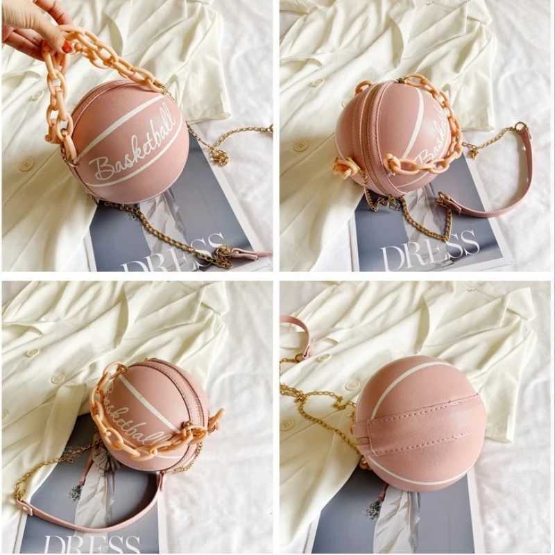 2024 Crossbody Bag New Network Red Personality Fun Pink Ins Versatile Chain Football Basketball Shoulder Bag Small Round Bag Z250512