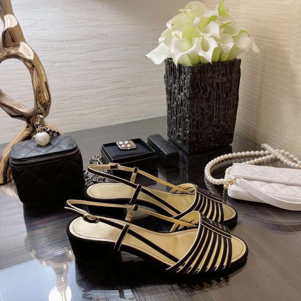 Women Genuine Leather Sandals Med Heels Pumps Slingbacks Summer Buckle Strap Leisure Designer Shoes Zapatillas De Mujer