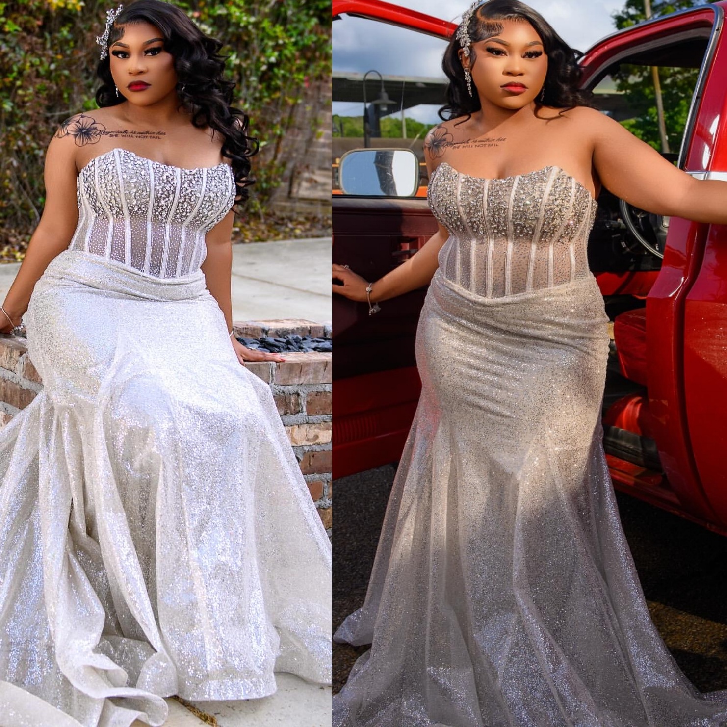 Silver Mermaid Plus Size Prom Dresses 2025 Beaded Crystals Sequined Simple Evening Formal Party Second Birthday Engagement Gowns Dress For Special Occ