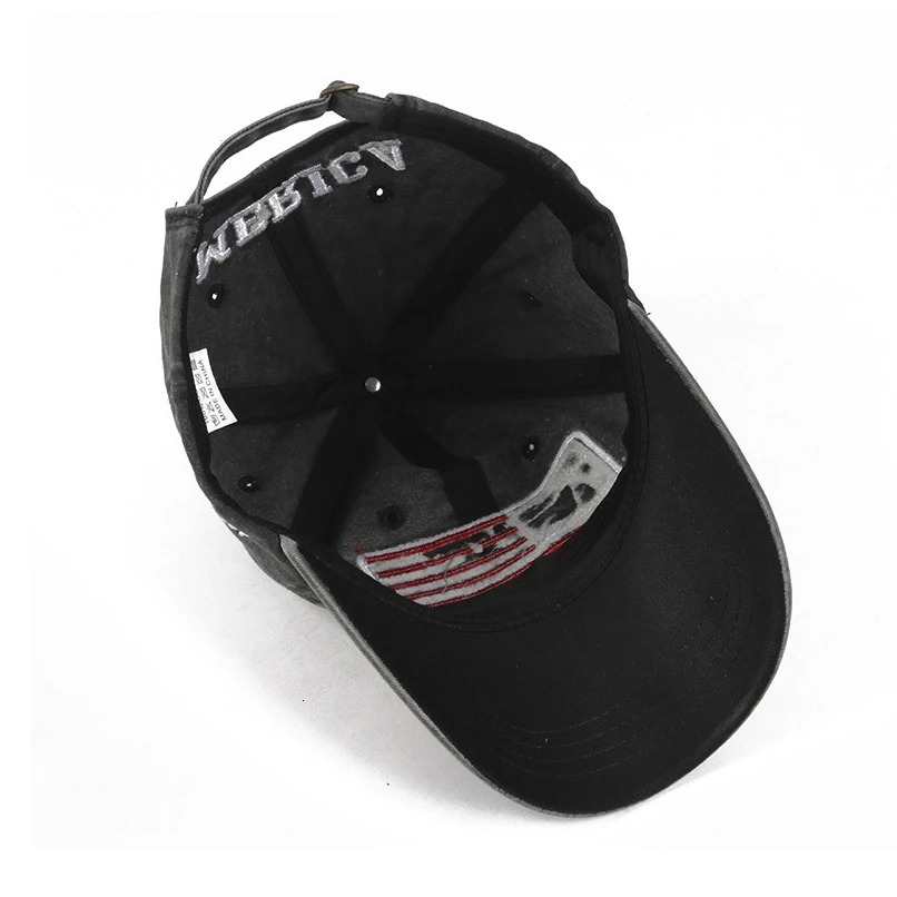 USA Flag Embroidery Baseball Cap Washed Distressed Sports Hat Adjustable Sunscreen Dad Hats For Women Men 250512