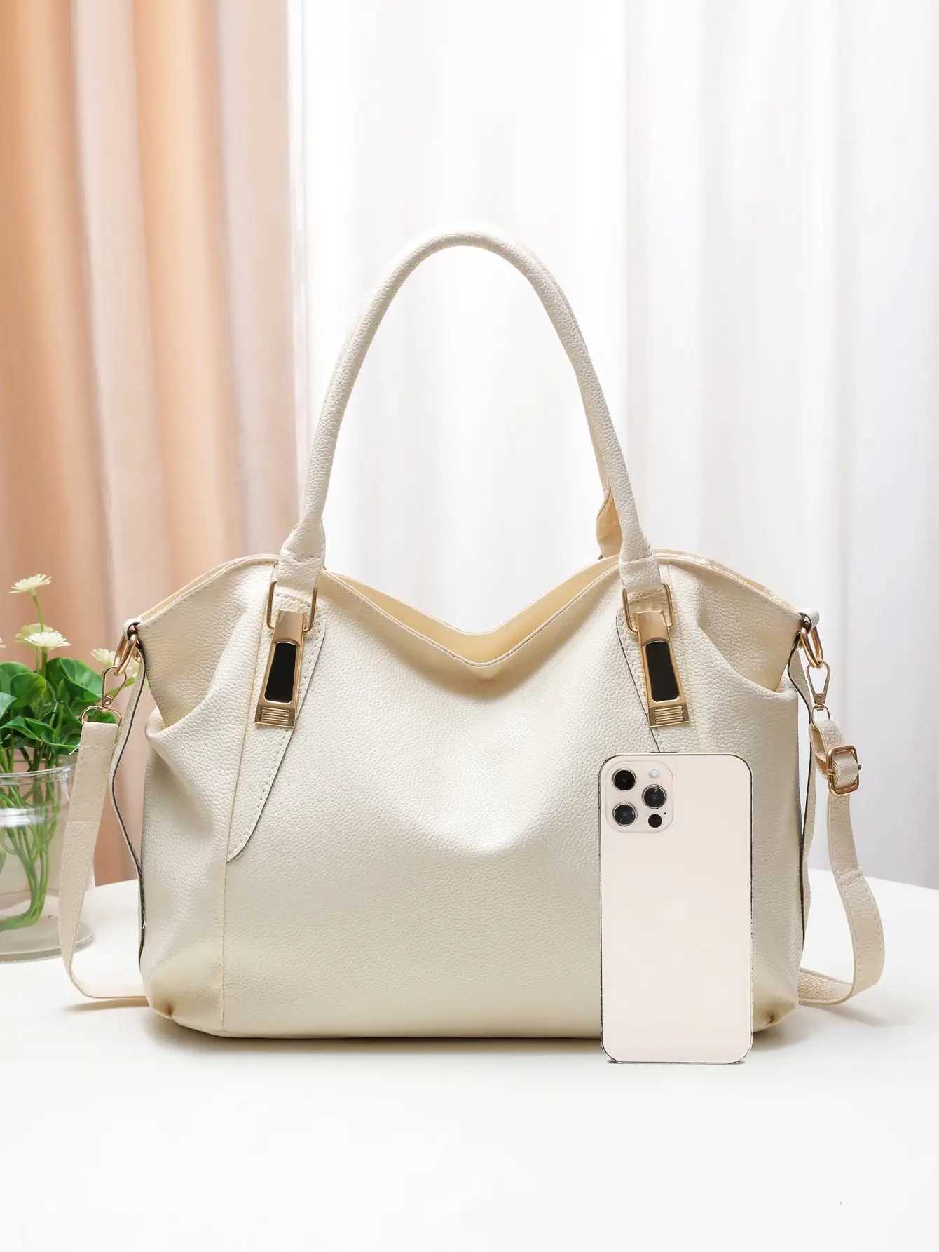 Casual and fashionable womens shoulder bag solid color soft large capacity handbag crossbody bagW250512