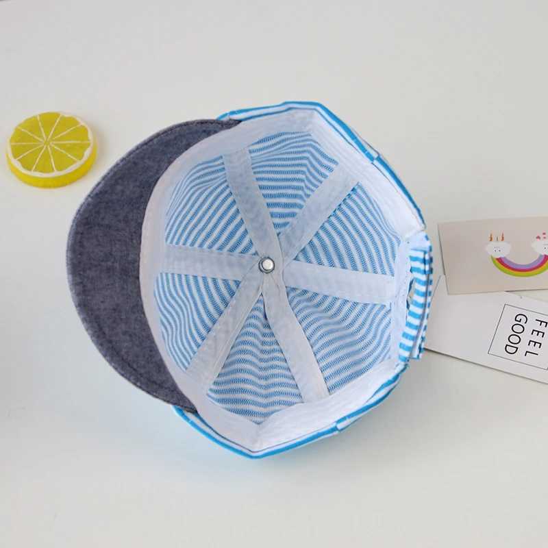 Summer Cotton Baby Hat Cute Casual Striped Baby Boy Cap Soft Eaves Kids Girls Sun Protect Hats Caps R250512
