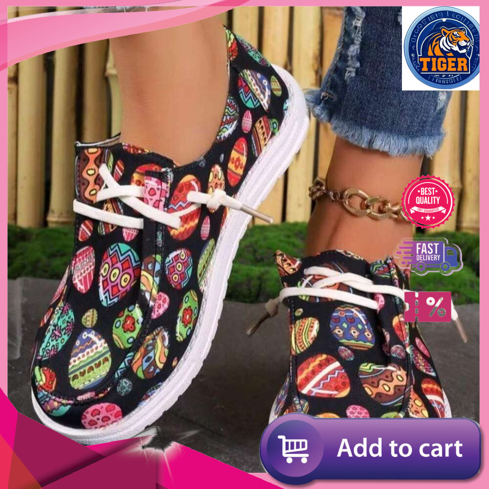Ddmytiger Summer New SHEIN Large Size Women S Easter Egg Casual Flat Shoes Outdoor Shoes