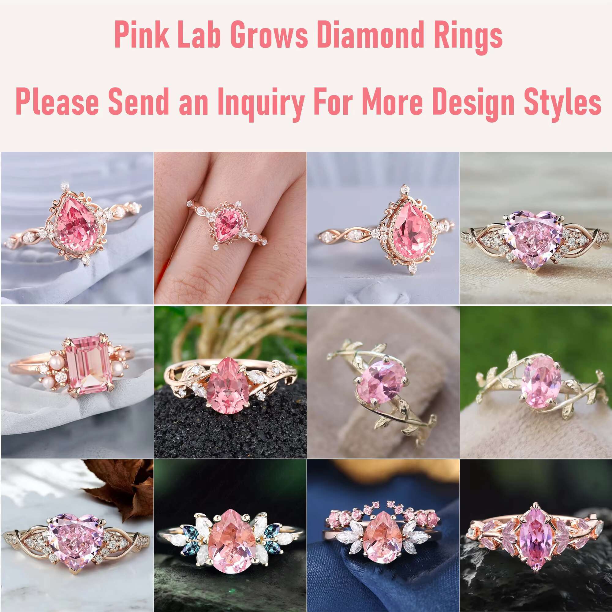 18k 14k 10k Yellow White Gold Ring 0.5ct 1ct 2ct Igi Gia Certified Pink Lab Oval Diamond Jewelry Cvd Diamond Engagement Ring