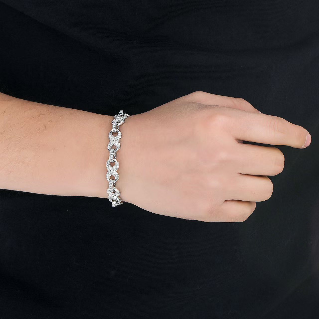 Hip hop jewelry 7-9mm white gold 925 Serling silver VVS moissanite diamond ice Cuban chain bracelet for men and women