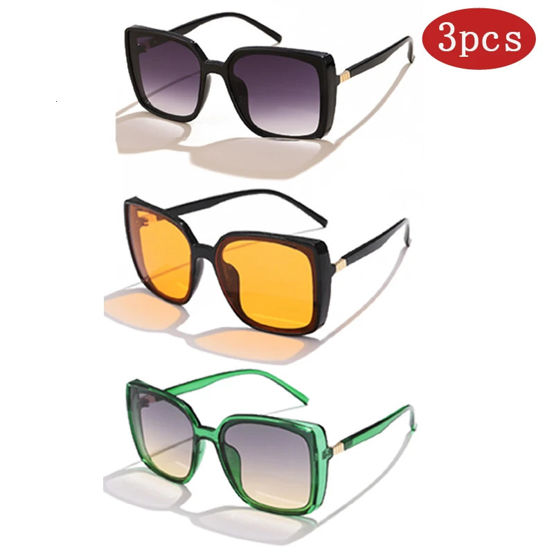 3pcs Sets Vintage Square Sunglasses Men Women Retro Driving Sunglasses UV400 Y2K Retro Sun Glasses UV400 250509