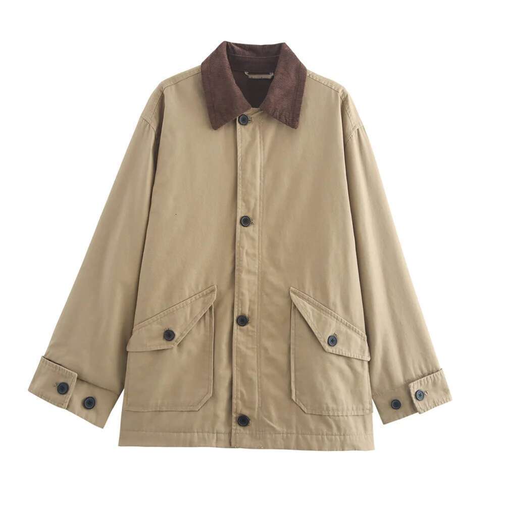 Pb&Za2024 Autumn New Product Casual Women's Fashion Versatile Solid Color Single Breasted Long Sleeve Loose Jacket Coat