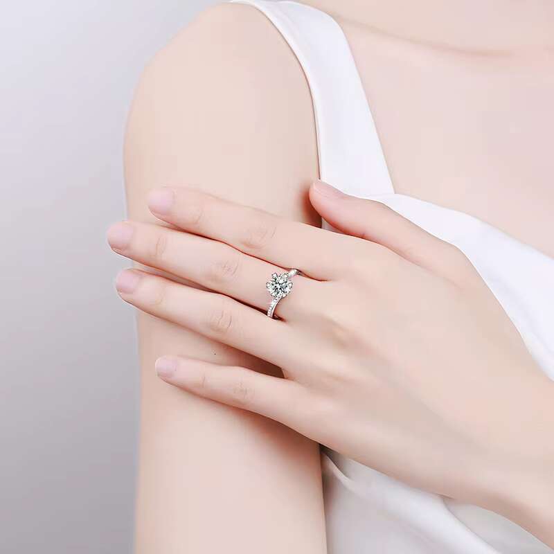 Fine Jewelry 1 2 Ct VVS1 Moissanite Diamond Ring Couples Wedding 925 Sterling Silver White Gold-plated Ring for Women Ladies