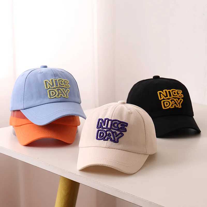 Fashion Letter Children Baseball Hat Solid Color Baby Peaked Cap Cotton Casual Kids Duck Tongue Cap 3-6Year Boy Girl Sun Visors R250512