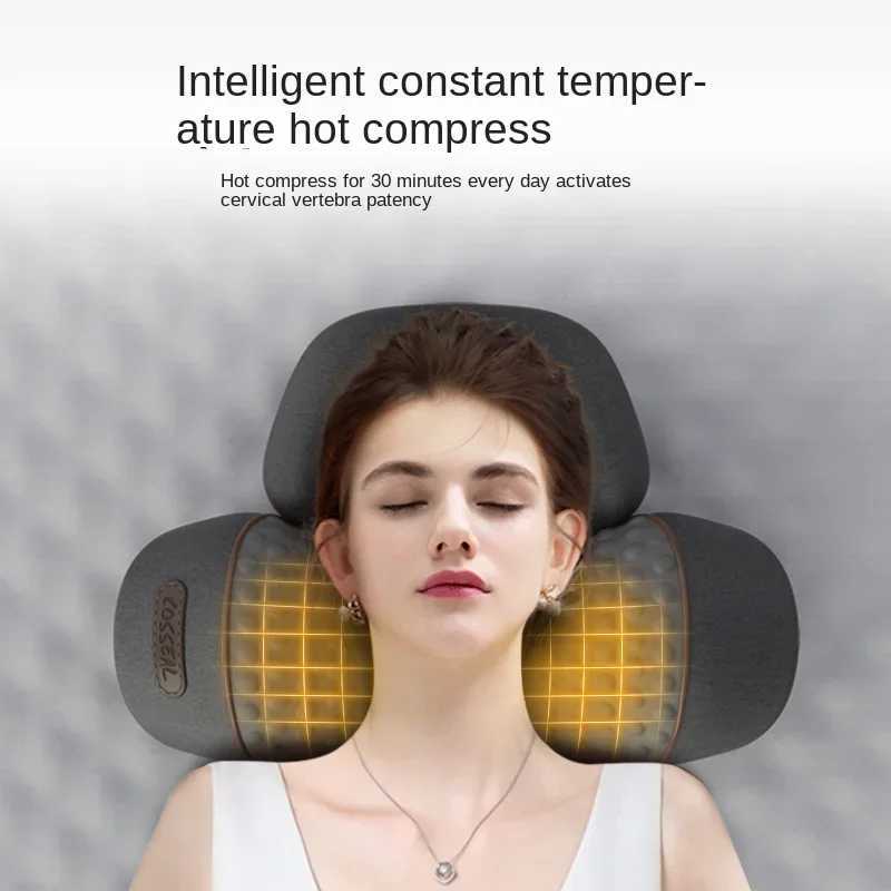 Electric Massager Cervical Pillow Constant Temperature Hot Compress Vibration Massage Airbag Neck Traction Memory Foam PillowW250512