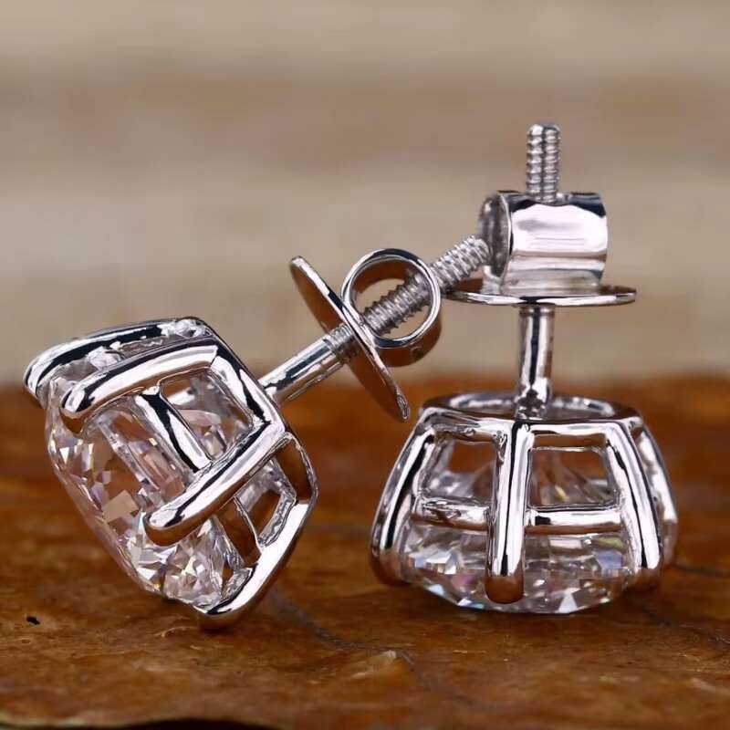 Igi Gia Certified HPHT CVD Vvs Lab Grown Created Diamond 14k 18k Solid Gold Earrings Studs Six Prong Screw Back Stud 1 2 3 Ct