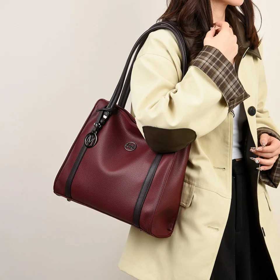 Soft Leather Luxury Handbags Women Bags Designer Shoulder Sac Ladies Large Capacity Top-Handle Bags Shopping Casual Tote BagW250512