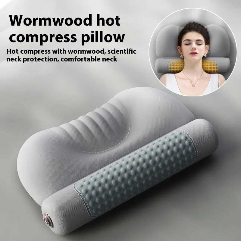 Upgraded Version Popular Wormwood Hot Compress Cervical Pillow for Heating Cylinder Protecting Cervical Spine and Aiding SleepW250512