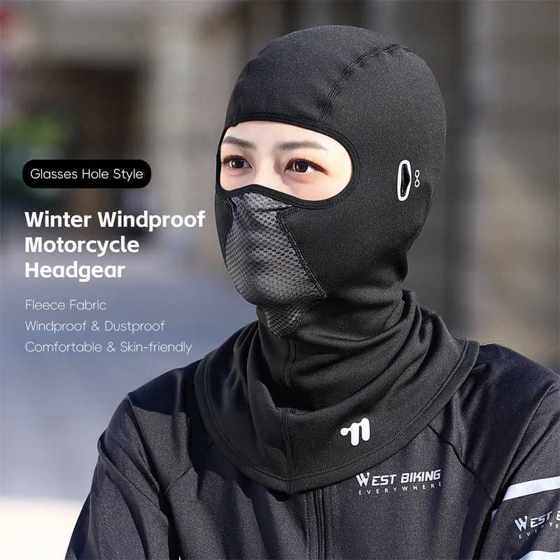WEST BIKING Winter Balaclava Men Women Warm Fleece Bicycle Motorcycle Face Mask Cycling Skiing Helmet Liner Windproof Bike CapsW250512