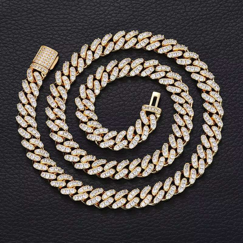 Men Jewelry 8MM VVS Moissanite Gold Plated Chain Hip Hop Sier Iced Out Dia Miami Cuban Link Necklace