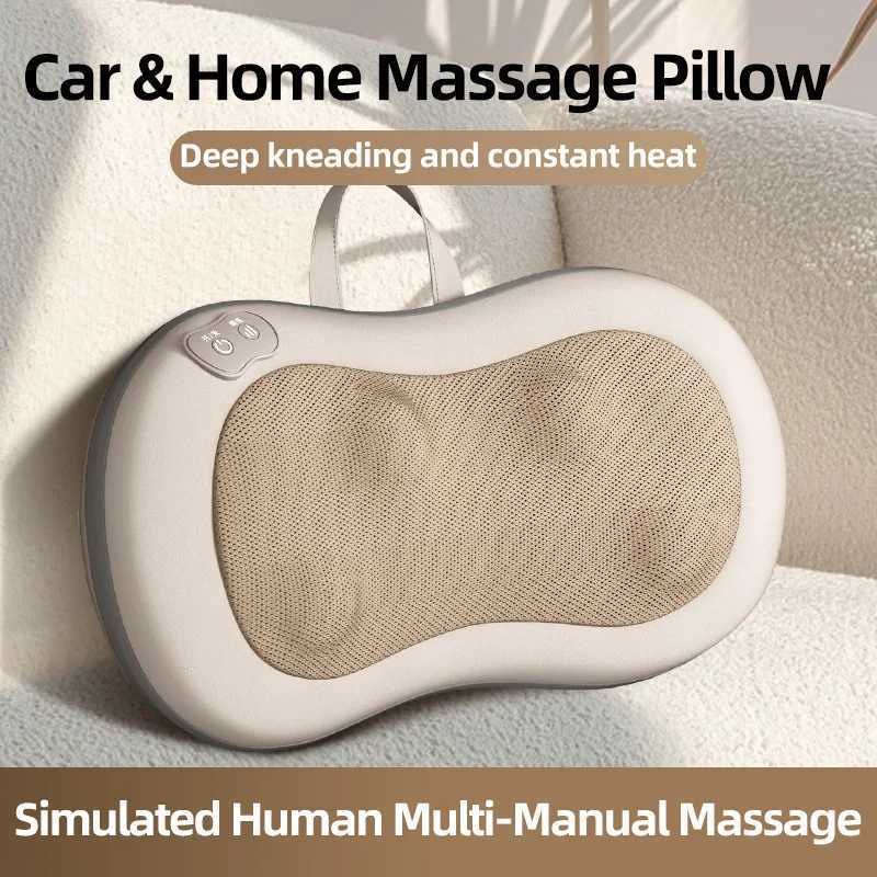 Head Massager Kneading and Rolling Cervical Shiatsu Massage Neck Back Waist Body Electric Multifunctional Massage Pillow CushionW250512