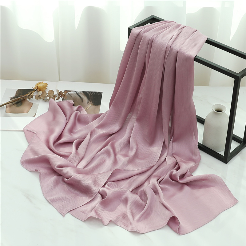 K698 Head scarf solid color silk scarf basic versatile scarf women's crepe travel scarf Tibet travel large shawl Southeast Asia