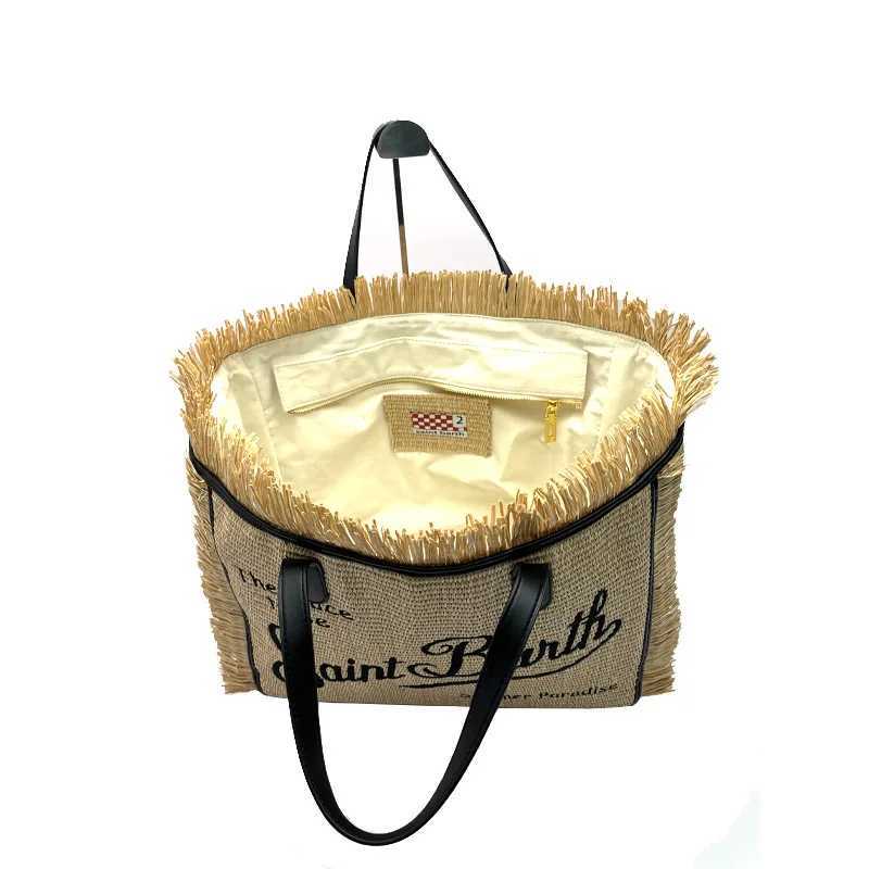 SAINT BARTH New Womens Large Capacity Leisure Travel Straw Mat Handmade Tassel Handbag Tote BagXJ250512