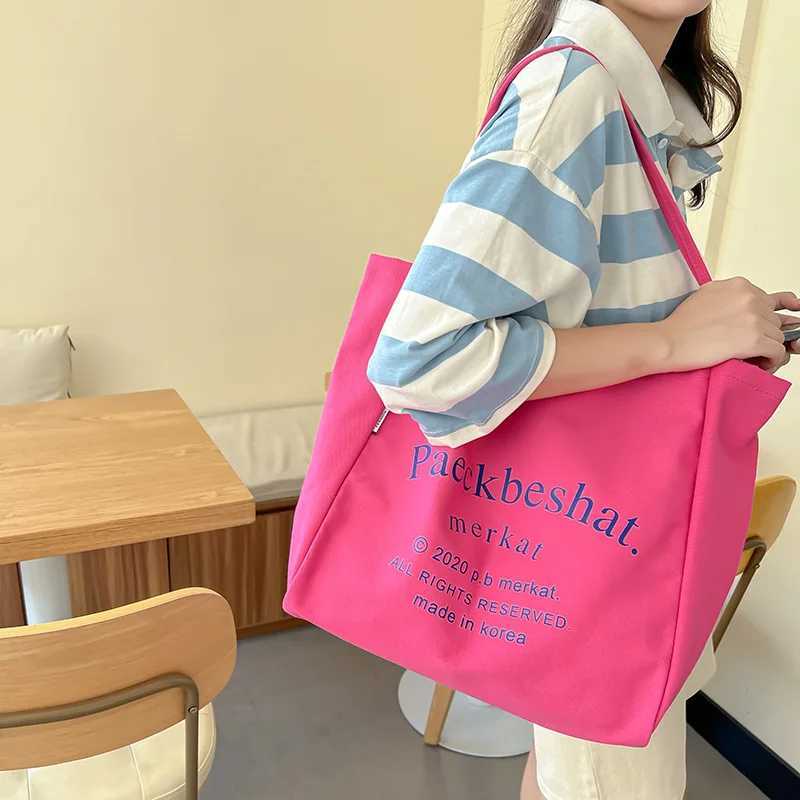 Street Trendy Canvas Handbag Large Capacity Shoulder Bag Casual Women Tote Shopping Bag Literature School Bags Purse Z250512