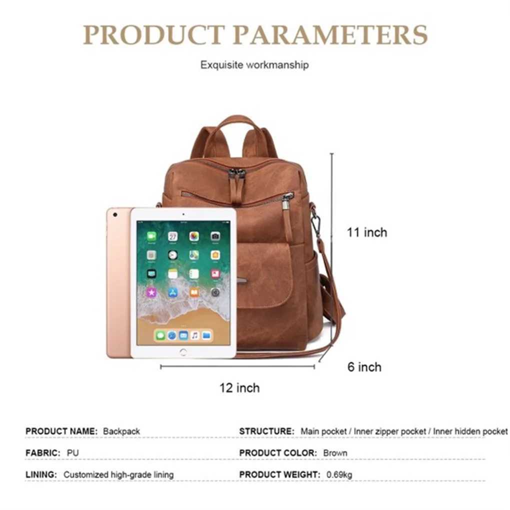Backpack Purse for Womens Waterproof PU Leather Backpacks Handbags Ladies Casual Shoulder Bags Brown Z250512