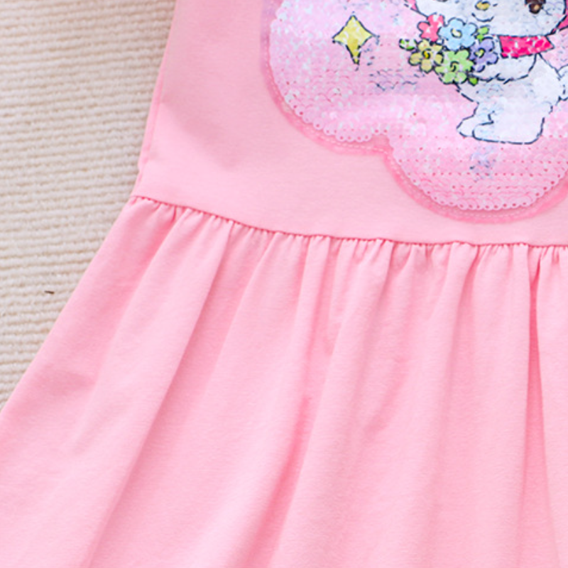 DISNEY Frozen Princess Elsa kids designer clothes Summer girl short-sleeved dress little girl color-changing sequin princess dress cartoon cotton.