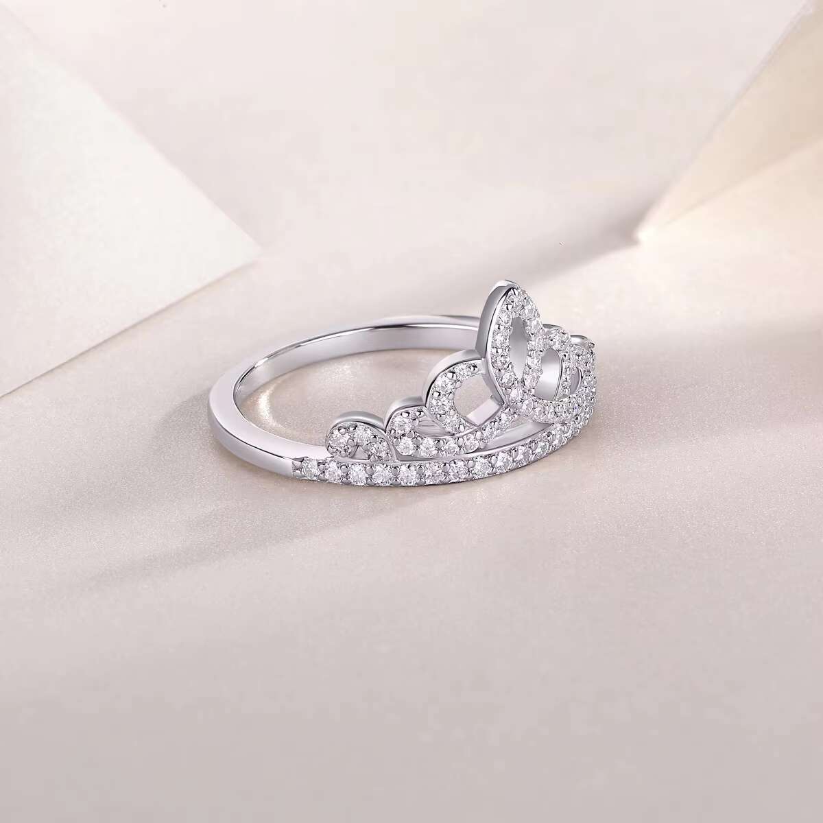 Full Moissanite Iced Out Classic Crown Premium Moissanite Ring Pass Diamond Tester 925 Sterling Silver Moissanite Ring Fot Women