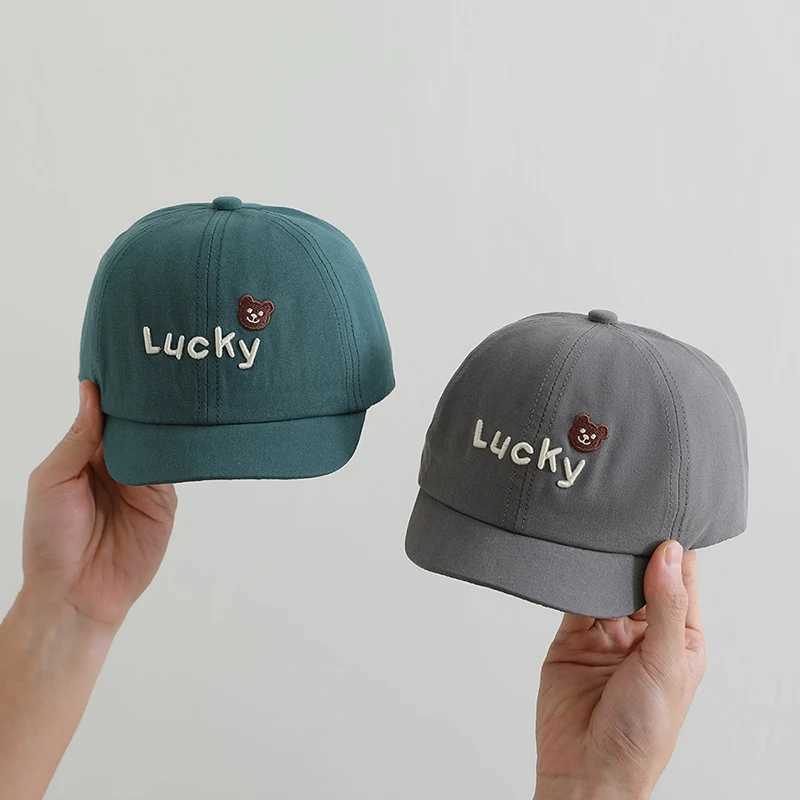 Embroidery Letter Kids Duck Tongue Hat Soft Brim Children Baseball Hats 2-6Year Baby Sunshade Peaked Cap Solid Cotton Sun Visors R250512