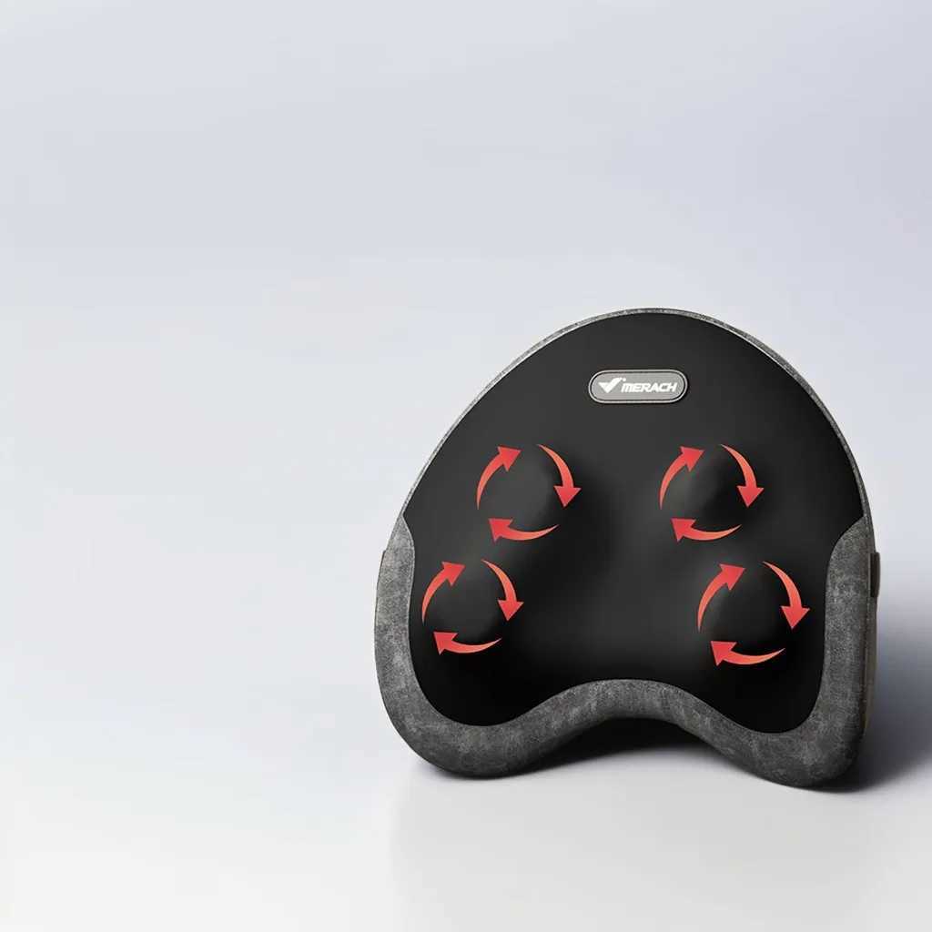 MERACH Back Massager Heated Support Pillow with 4 Shiatsu Massage Heads Memory Foam Cordless Use for Office Car or Home ChairW250512