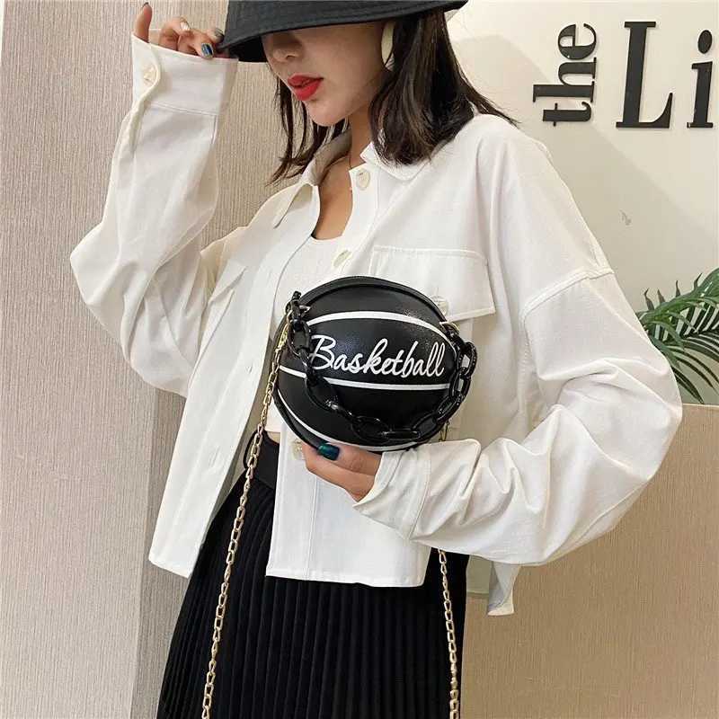 2024 Crossbody Bag New Network Red Personality Fun Pink Ins Versatile Chain Football Basketball Shoulder Bag Small Round Bag Z250512