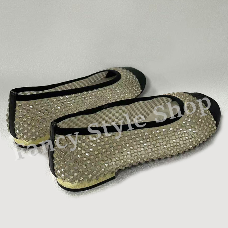 (Order by pic in opt,not by desc) Women's Fashion Flat Bottomed Women's Single Shoes with Full Diamonds