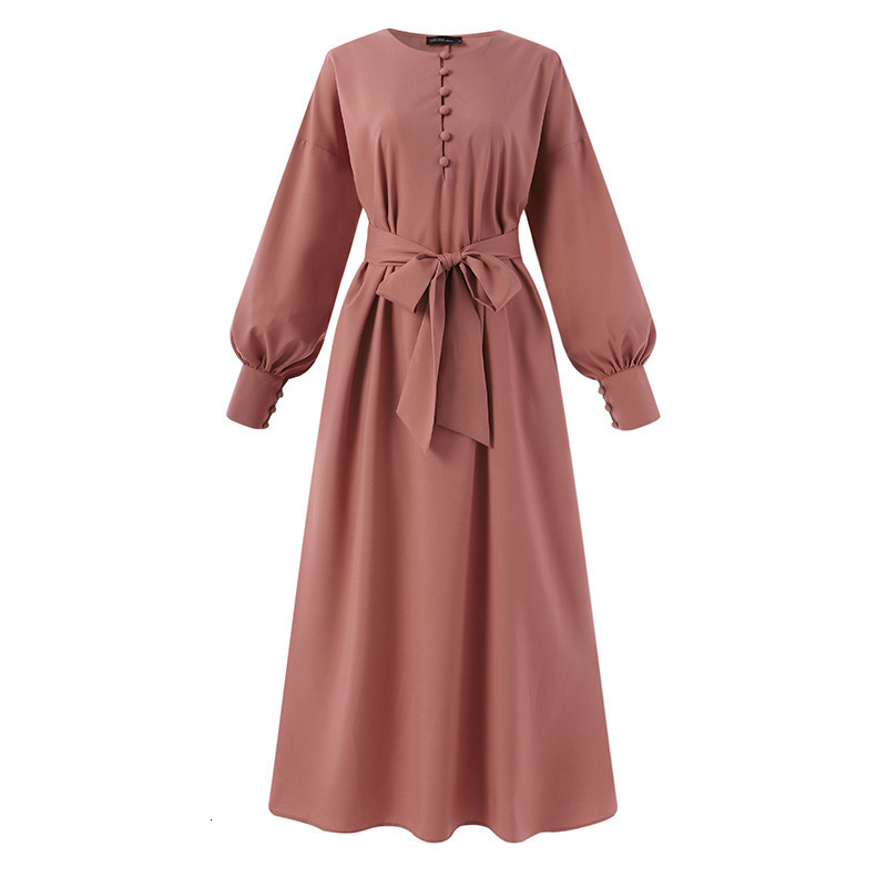 ZANZEA Womens Autumn Sun Skirt Muslim Headband Abaya Dubai Robe Elegant Long Sleeve Party Maxi Vestidos Kaftan 241111