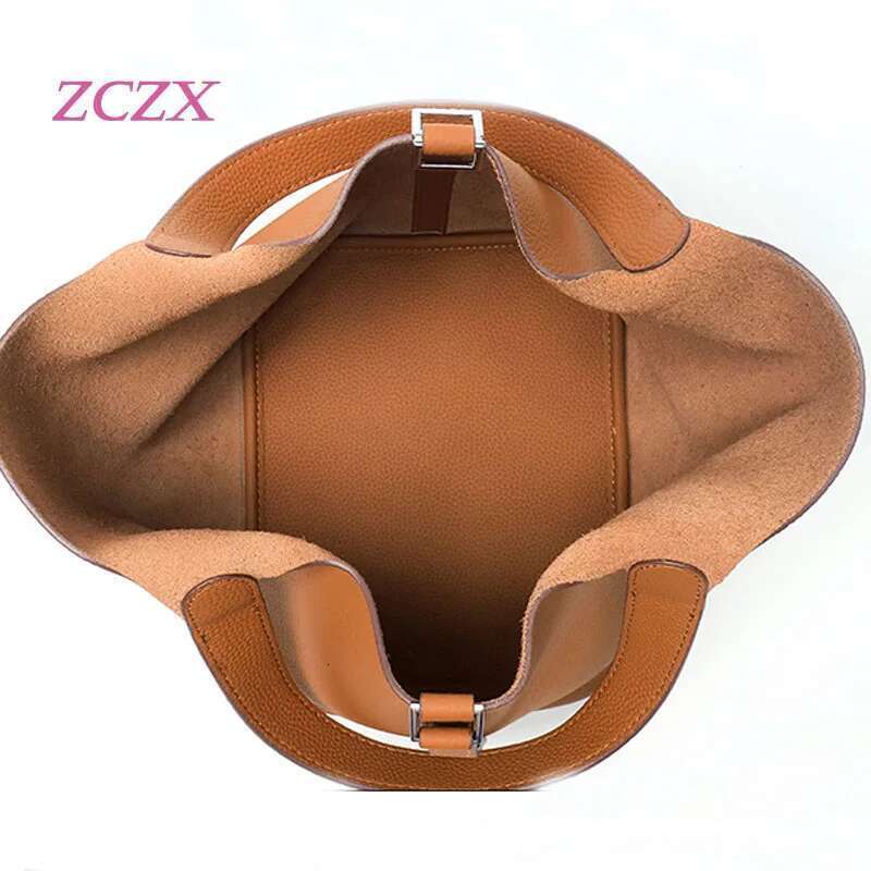 New cowhide women's basket bucket genuine leather handbag long strap single shoulder crossbody bag