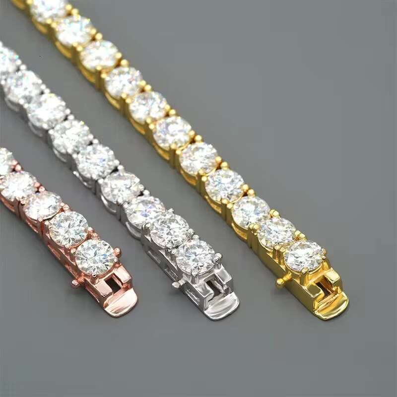 Luxury Men Women Hip Hop Iced Out Fine Jewelry 2MM 3MM 4MM 5MM Lab Diamond S925 Silver Vvs Moissanite Tennis Chain Bracelet