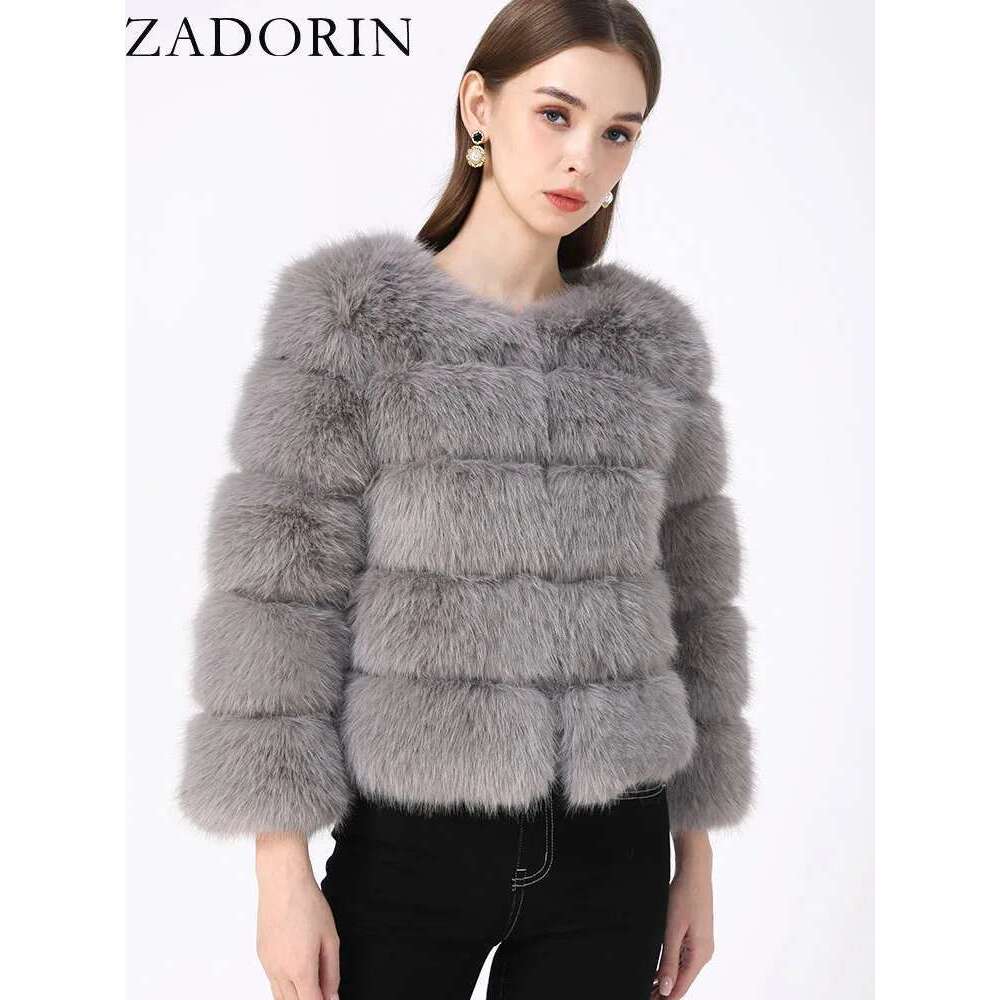 ZADORIN S-5Xl Mink Coats Autumn Winter Fluffy Black Coat Elegant Thick Warm Faux Fur Jackets For Women 2024 Tops