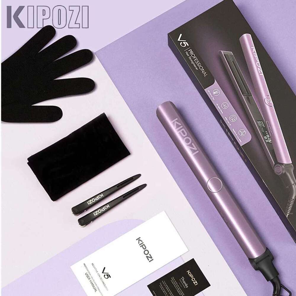 KIPOZI Flat Iron 2 In 1 Instant Heating Professional Beauty Tool Adjustable Temperature Hair Striaghtener With Digital Display