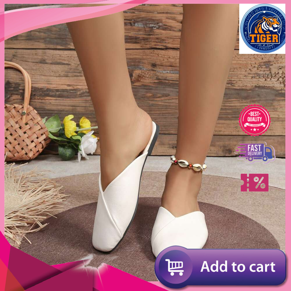 Ddmytiger Summer Large Size New Style Slippers For Women Half Fashionable Ins Air Cooled Trawl Net Red Envelope Head Sandal Outdoor Shoes
