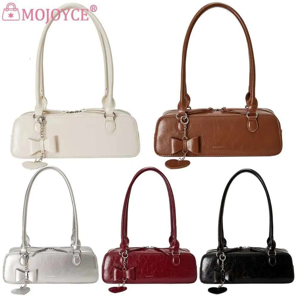 Women PU Underarm Fashion Solid Color Elegant Hobo With Heart Pendant Top Handle Bag Stylish Shoulder Purse