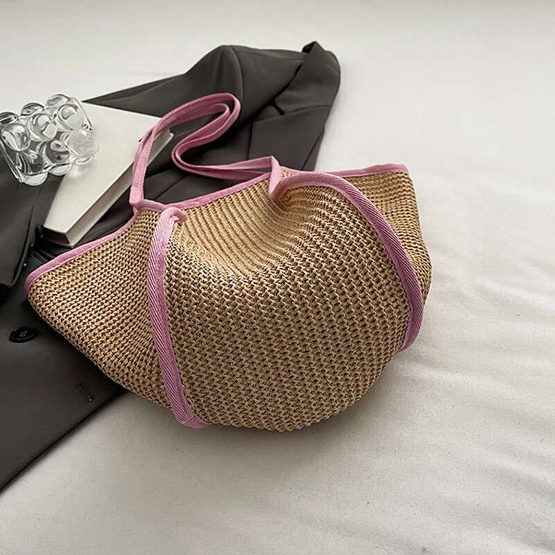 Women's Fashion Versatile Large-capacity Braid Shoulder Designer Straw Woven Summer Beach Bags Ladies Leisure Tote Bag