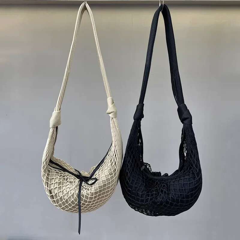Ladies Large Capacity Woven Bags Versatile Bow Net Niche Horn Contrast Color Design Shoulder Fashion Women's Bag