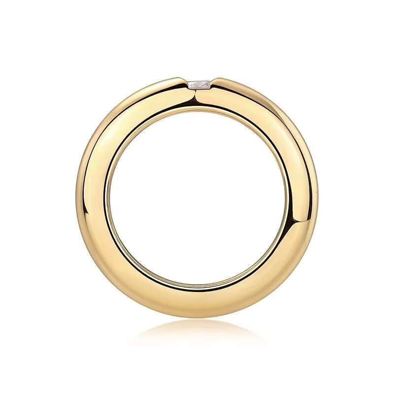 18K Gold Plated S925 Silver Minimalistic Luxury 4mm Moissanite Classic Comfort Fit Dome Ring Everyday Elegance for Women