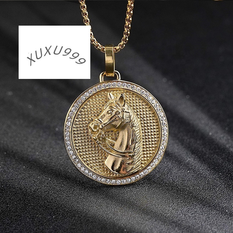 Horse Design Pendants Necklaces PVD Gold Plating Jewellery 3D Casting Stainless Steel Accessories