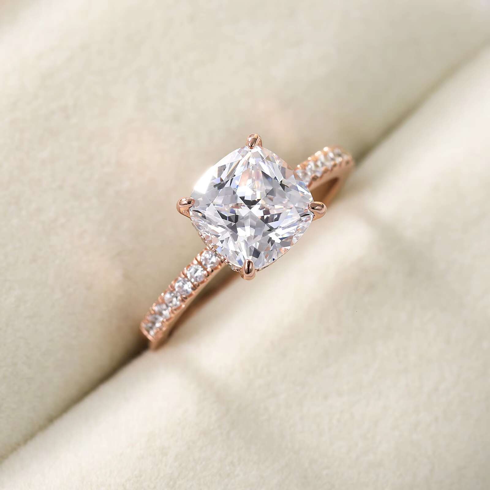 OLAN High Quality Jewelry Ring VVS Moissanite 925 Silver Rings with Certificate Women 4ct Moissanite Engagement Ring