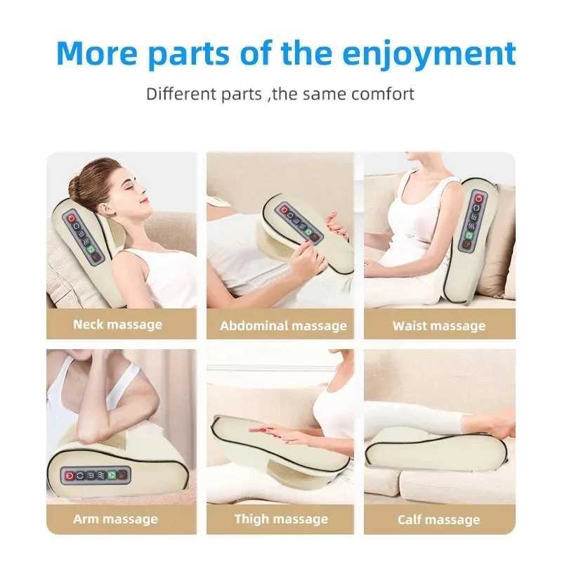 Back Neck Massager Infrared Heating Electric Shoulder Foot Massage Pillow Deep Tissue Kneading For Waist Legs Shoulder Women MenW250512