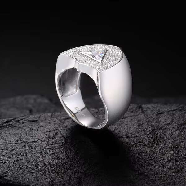 Real 925 Silver Classic Ring Iced Out Custom Moissanite Diamond Rings For Men Real Gold Plated Hip Hop Charm Jewelry Gifts