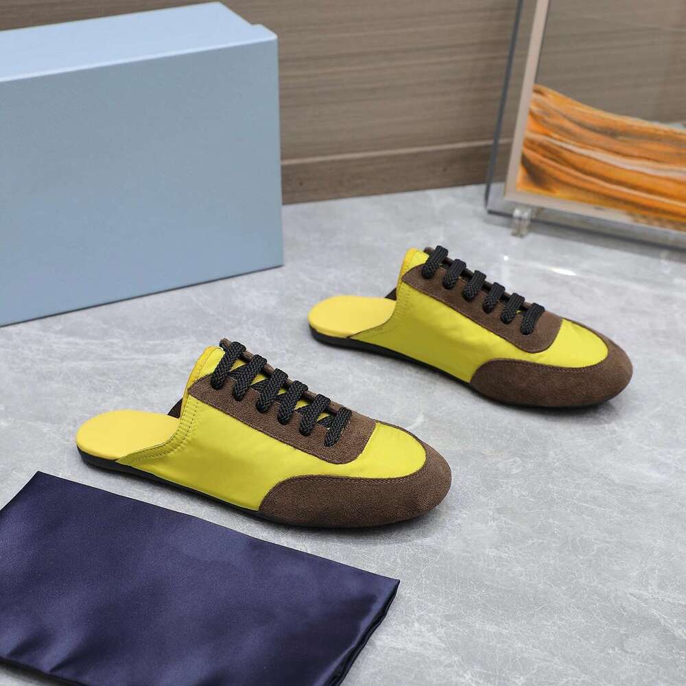 New Women Size35-45 Natural Cow Suede Couple Mules Mixed Colors Slippers Sports Flats Designer Shoes Zapatillas De Mujer