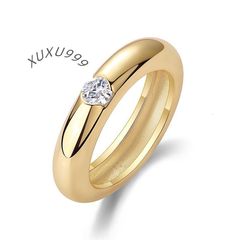 18K Gold Plated S925 Silver Minimalistic Luxury 4mm Moissanite Classic Comfort Fit Dome Ring Everyday Elegance for Women