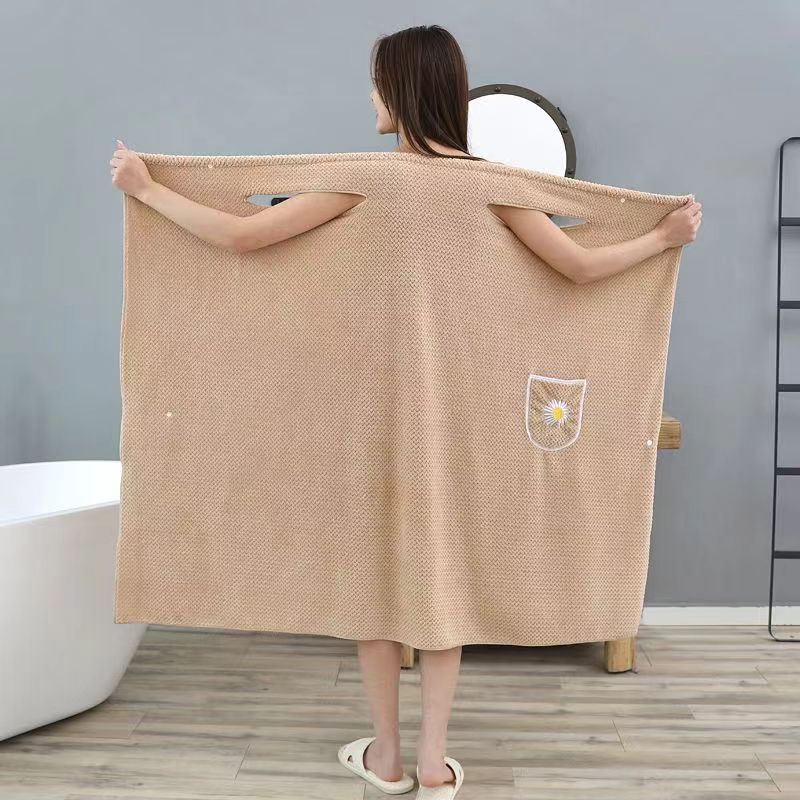 DD115 Large size long coral fleece pineapple grid wrappable bath towel women's sling bath towel robe vest bath towel skirt