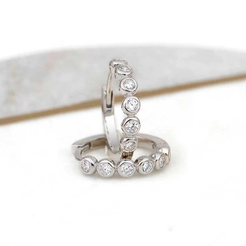 Earrings For Women Fashion Hoop Bright Zirconia All Match Trend Daily Wear Jewelry Accessories - view 5