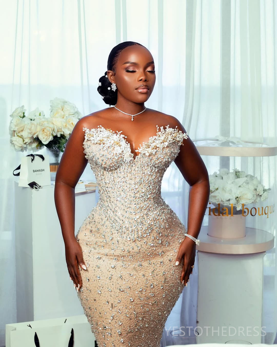 2025 Plus Size Aso Ebi Prom Dress Mermaid Prom Dresses Evening Formal Gowns Sheer Neck Beaded Sequined Lace Rhinestones Birthday Dress Second Receptio